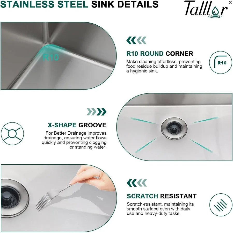 33x19 Drop in Kitchen Sink - 33 Inch 16 Gauge Stainless Steel Topmount Kitchen Sink Single Bowl Deep Over Counter Rectangular S