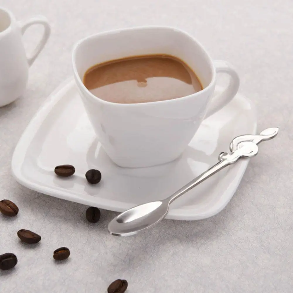 1pc Stainless Steel Coffee Tea Spoon Music Symbol Long Handle Creative Spoon Drinking Tools Kitchen Gadget Flatware Tableware view 6