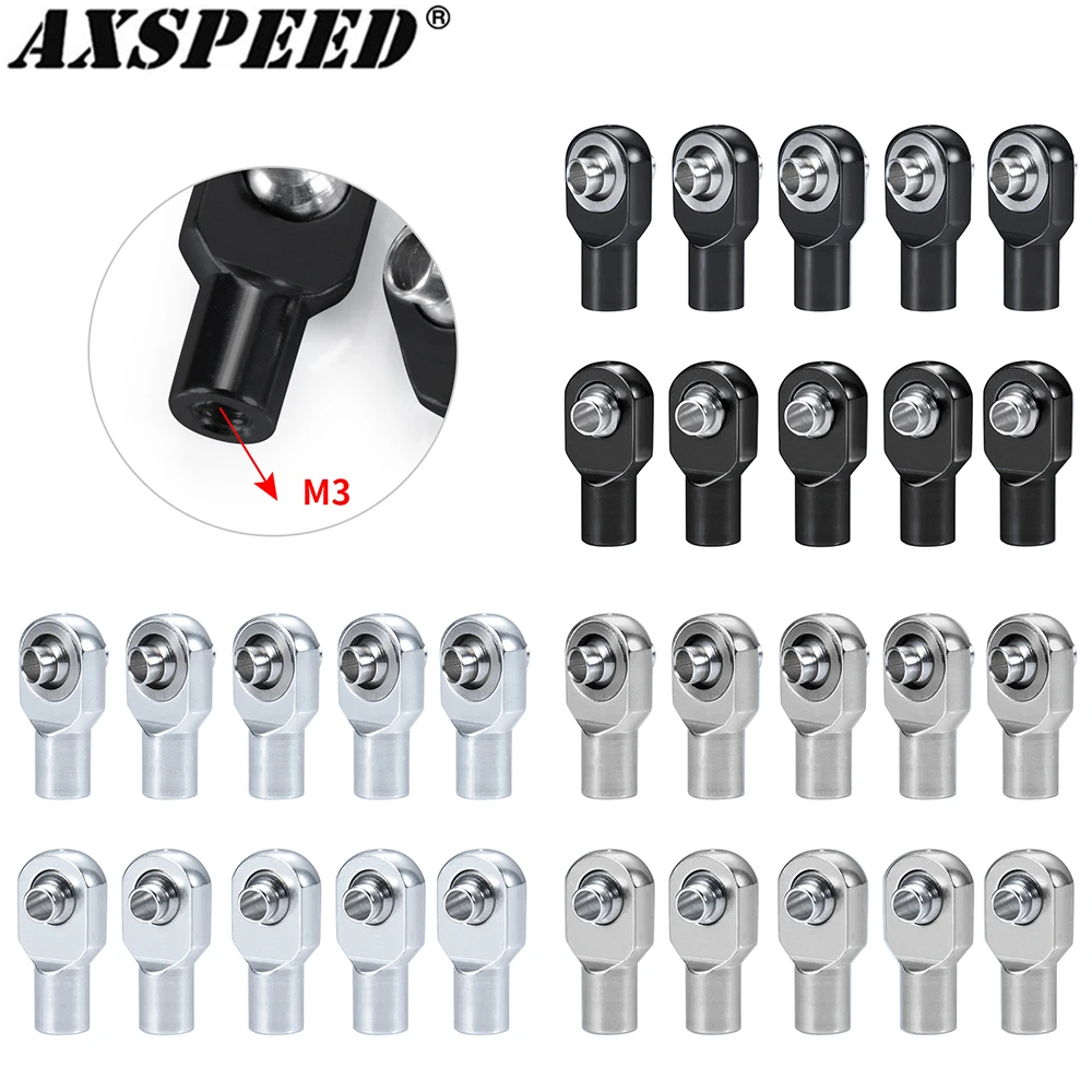 AXSPEED 10Pcs Aluminum M3 Link Tie Rod End Ball Joint for 1/10 RC Car Crawler Slash Rustler Revo Telluride Stampede Parts