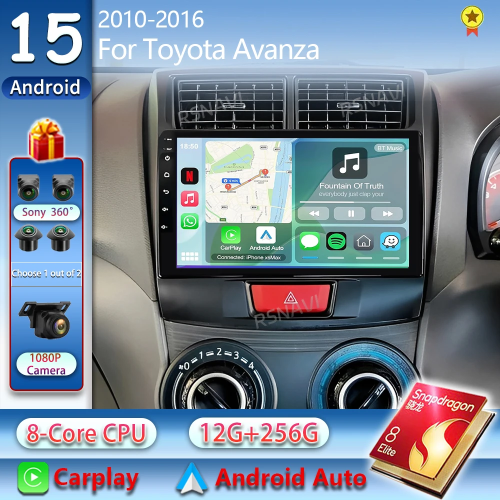 Android 15 Carplay Auto Radio Autoradio para Toyota Avanza 2010-2016 WIFI + 4G navegación GPS reproductor Multimedia unidad principal 2Din