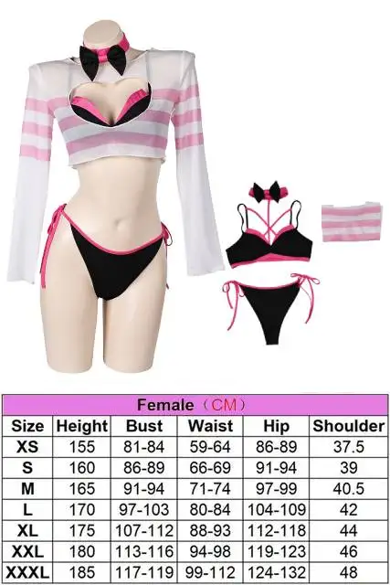 Hazzbin traje de baño de Angel Cos Dust para mujer, Bikini de Anime, traje de baño de playa, traje de Carnaval de Halloween