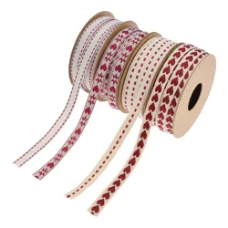 10yards 10mm Yarndyed Jacquard Heart Cotton Ribbon Gift Cards Packing Lace Sewing Hemming Tape Wedding Decoration