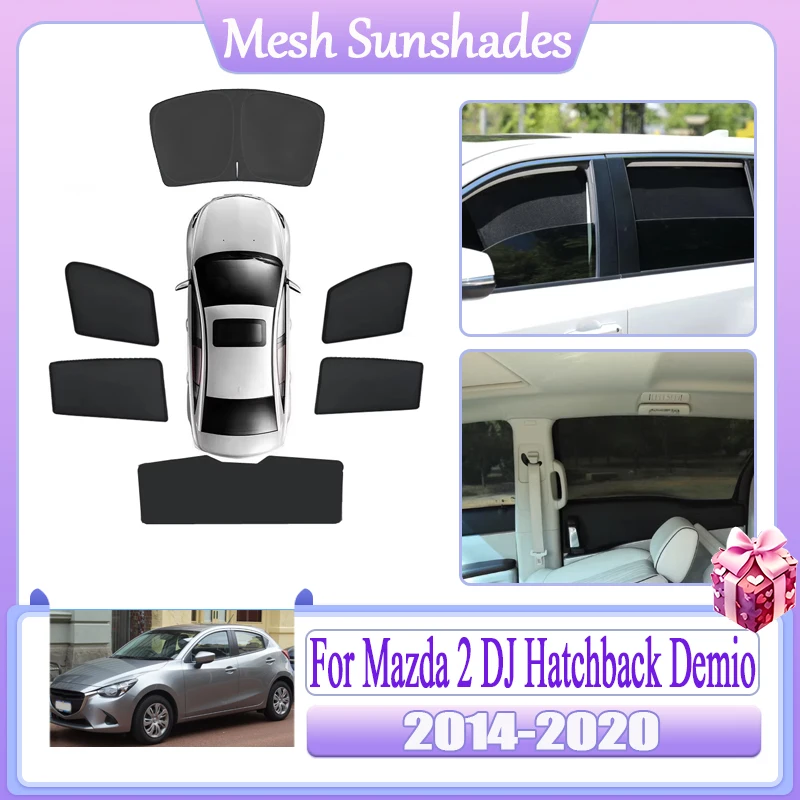 

Магнитная сетчатая солнцезащитная шторка для Mazda 2 DJ Hatchback 2014-2020: накидка на лобовое стекло и боковые окна, автомобильные аксессуары