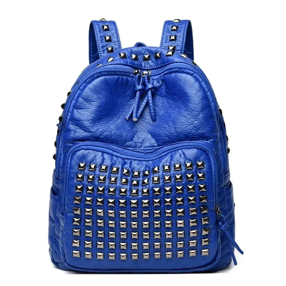 Trendy Luxury Design Rivets Backpacks Soft Leather Large Capacity PU Backpacks Wear Resistant Punk Backpacks Unisex