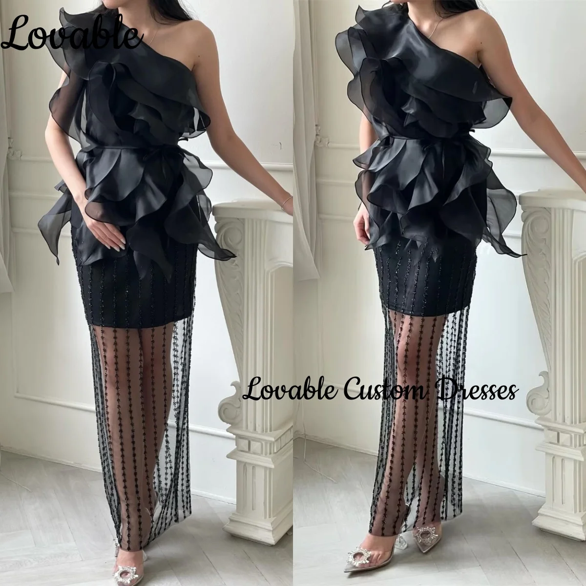 

Платье для свадебной вечеринки в Дубае, платье на одно плечо с бусинами, женское элегантное роскошное мини-платье на молнии для выпускного вечера