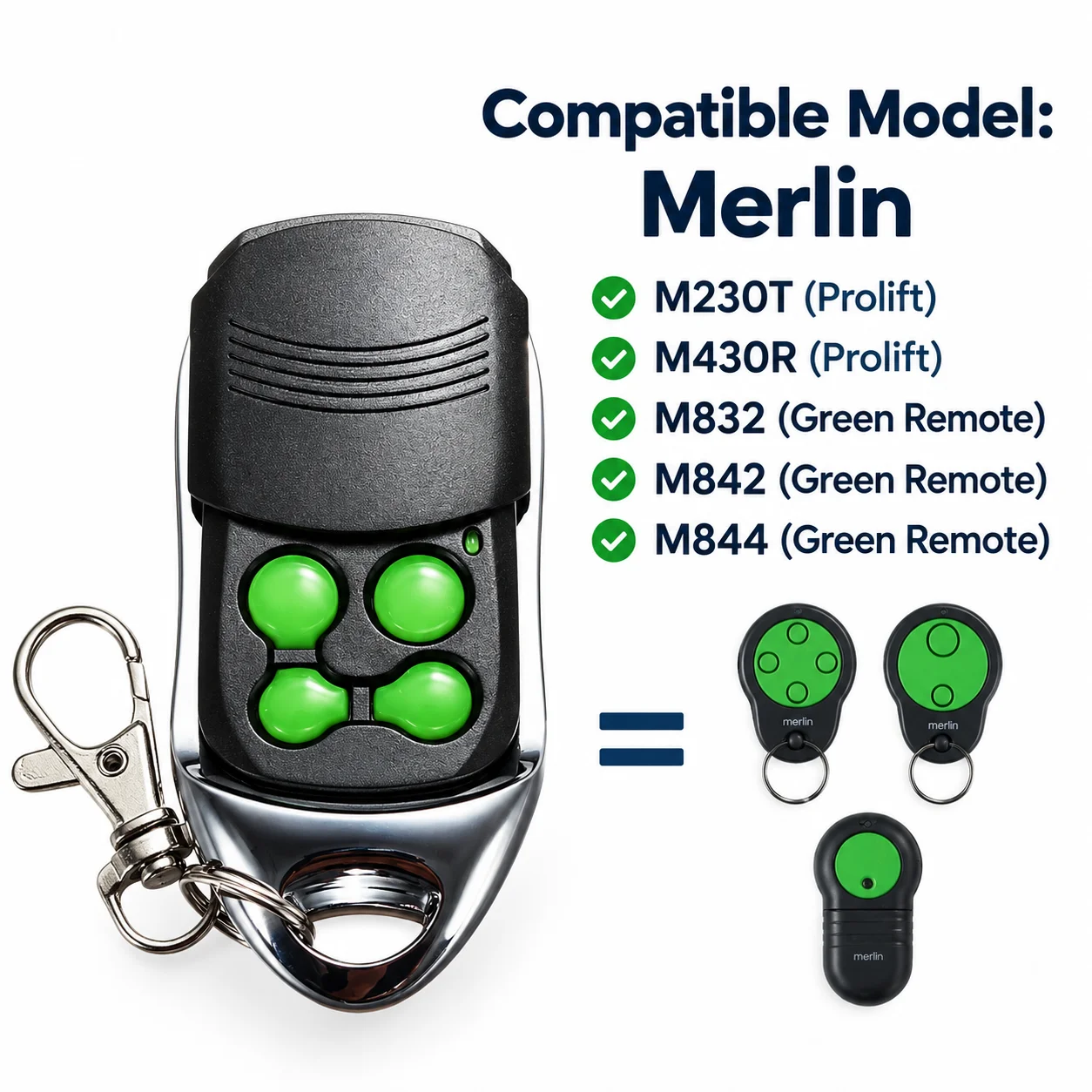 Merlin M842 M844 M832 M230T M430R Gate Remote Control 433.92MHz Rolling Code Garage Door Opener