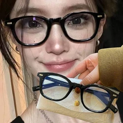 Fashion Round Frame Glasses Retro Aesthetics Modern Style Anti Blue Light Round Eyewear Vintage Black Leopard Frame Eye Glasses