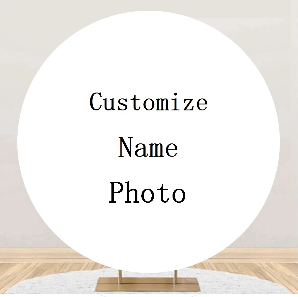 White Round Backdrop Cover Baby Shower Happy Birthday Party Wedding Custom Circle Photography Background Decor Photo Studio Prop