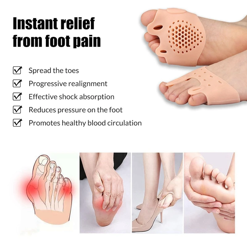 실리콘 발가락 분리기 - 여성용 발가락 분리기, Hallux Valgus Relief 발가락 교정기 및 남성용 및 여성용 스페이서 HOT!