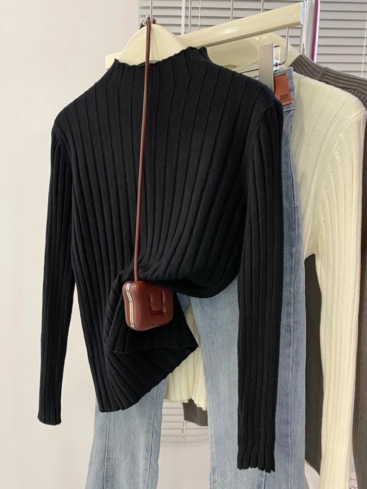 Zjaiss Frauen Gestrickte Pullover Herbst Winter 2025, Pullover, Rollkragen, Langarm, Schlank, Vielseitig, Basic, Feste Weibliche Pullover