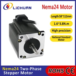Lichuan Nema 24 Open Loop Stepper Motors 2.5Nm-354oz.in Shaft 8mm 3A 4-Lead 2.5Nm-3.8Nm