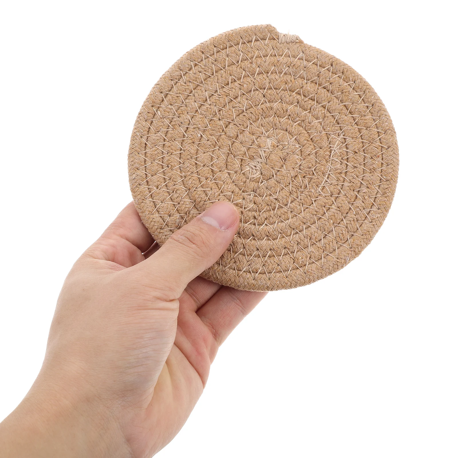 

6 Pcs Hand Woven Cotton Rope Heat Resistant Insulated Table Mats Anti Scald for Dining Coffee Tables Round