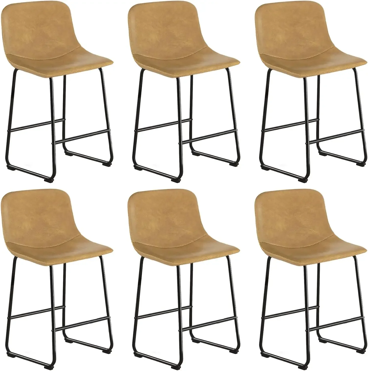 TAVR Counter Height Stools Set of 6, 24 inch Barstools Hold up to 500 lbs | Armless Faux Leather Bar Stools with Sturdy Alloy St