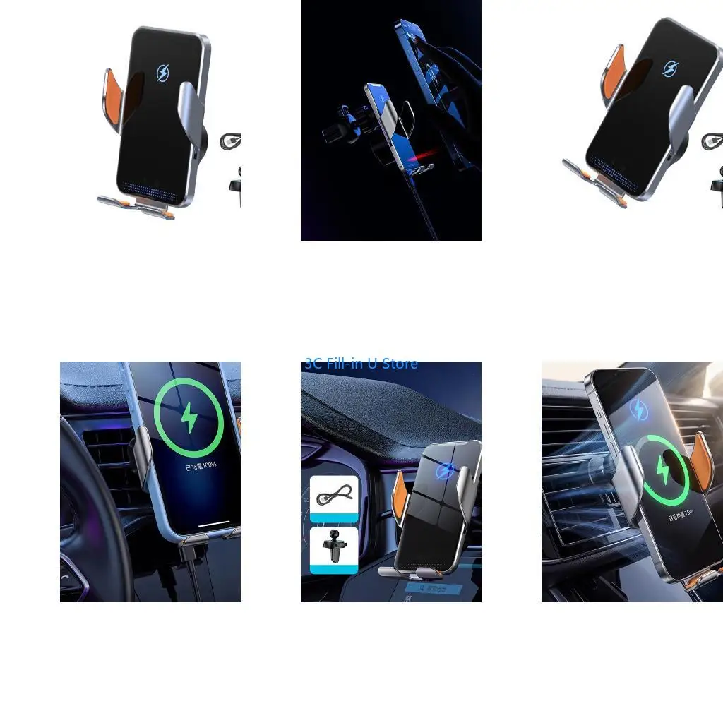 G8TA 15W Actviate Car Phone Stand Auto Clamping Car Phone Mount for Smartphones