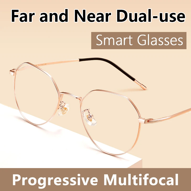 Progressive Multifocus Reading Glasses for Women, Blue Light Blocking Metal Full Frame Computer Readers Anti UV/Eyestrain/Glare