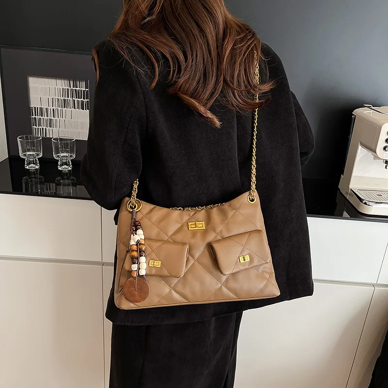 

Просторная винтажная стеганая сумка на цепочке — женская сумка-хобо, сумка через плечо под мышками, классический шикарный дизайн