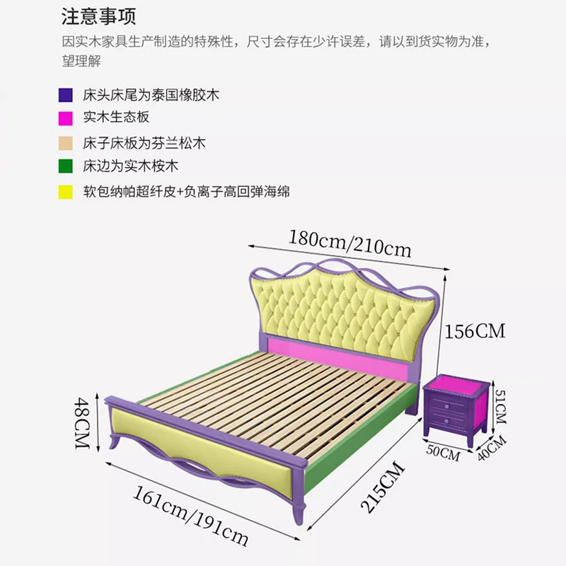 Headboard Luxury Bed Frames Queen Sized Nightstands Upholstered Bed European Minimalist Camarotes Para Dormitorio Furniture