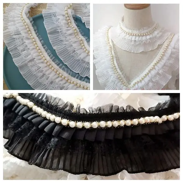 Robe de mariée avec trois couches de perles à volants, vêtements de couture Guipure, prix de 2 yards