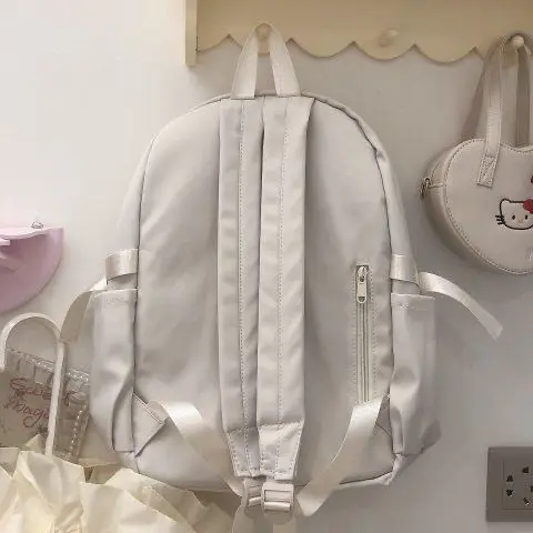 Soft Hello Kitty Schoolbag com zíper para estudante, mochila de grande capacidade, mochilas bonitos do campus para a menina do estudante do ensino médio