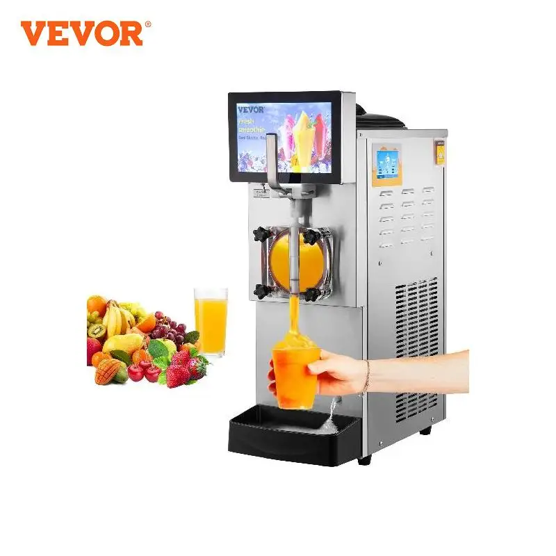 VEVOR Commercial Slushy Machine 8L Single Bowl Cool and Freeze Modes Stainless Steel Margarita Smoothie Frozen Drink Maker Bars