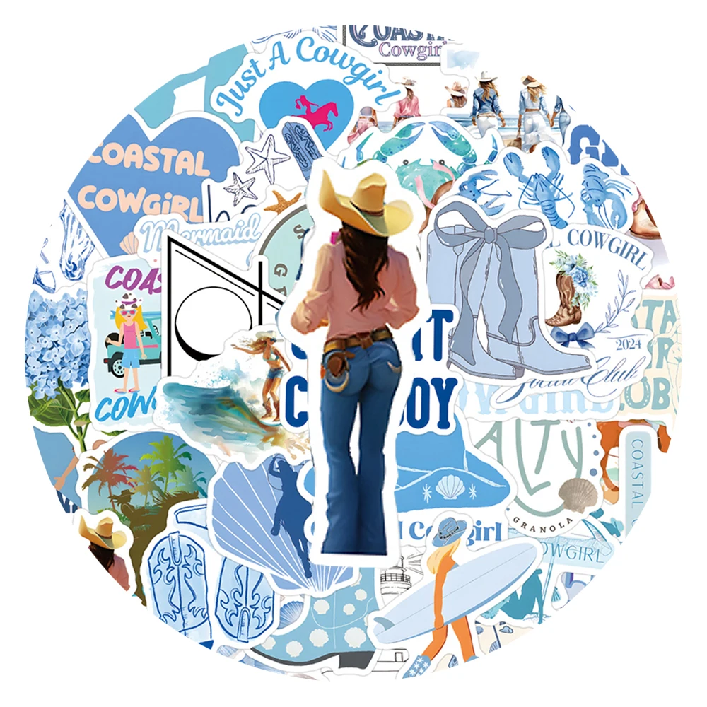 

10/30/55pcs Cartoon INS Style Coastal Cowgirl Stickers Cute Decals DIY Skateboard Luggage Phone Car Waterproof Graffiti Sticker