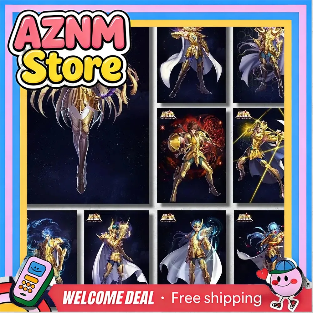 Pósteres clásicos de anime japonés Saint Seiya, impresiones de dibujos animados de Virgo Gold Knight, pintura en lienzo, imágenes artísticas de pared para sala de estar, hogar