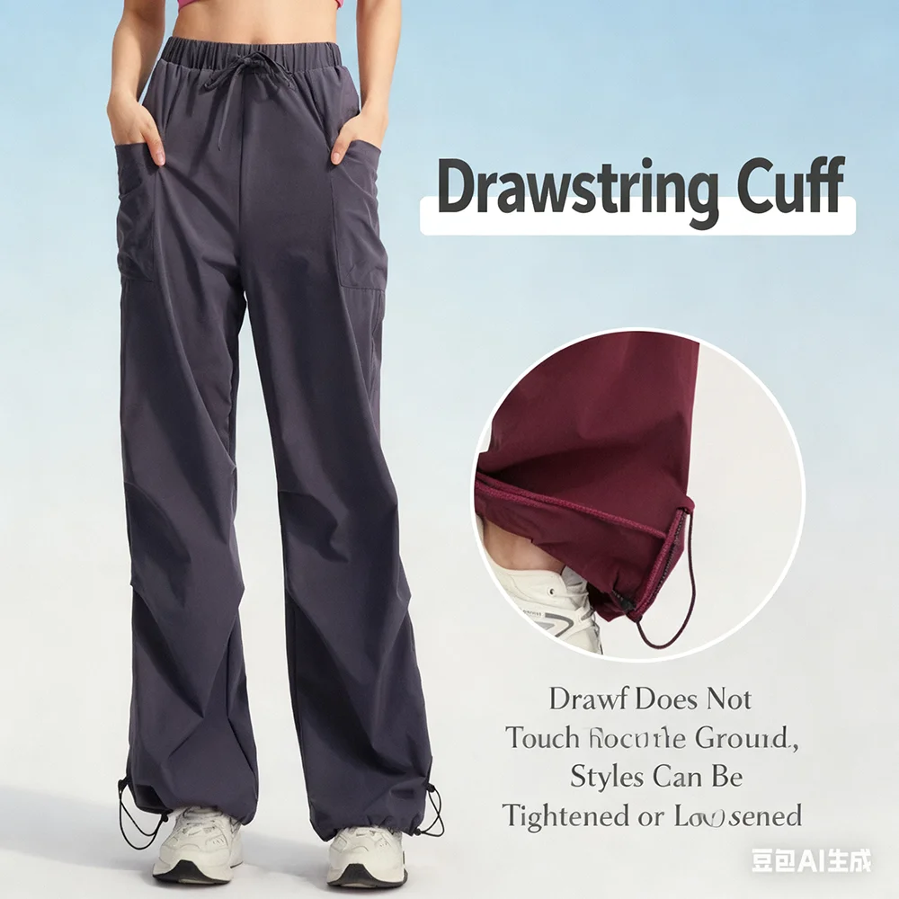 

Outdoor Hiking Cargo Pants for Women American Vintage Style High Waisted Wide Leg Trekking Pants