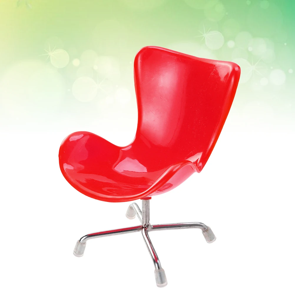 

1pc Mini Computer Chair For Hedgehog Hamster Cage Plastic Metal Base Adorable Small Animal Seat Egg Ornament Pet Photo Prop Red