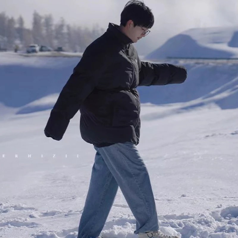 Parkas Männer Alle-spiel Brief Europäischen Stil Street Hip Hop Lange Ärmel Harajuku Mode Hipster Paar Winter Warme Hübsche