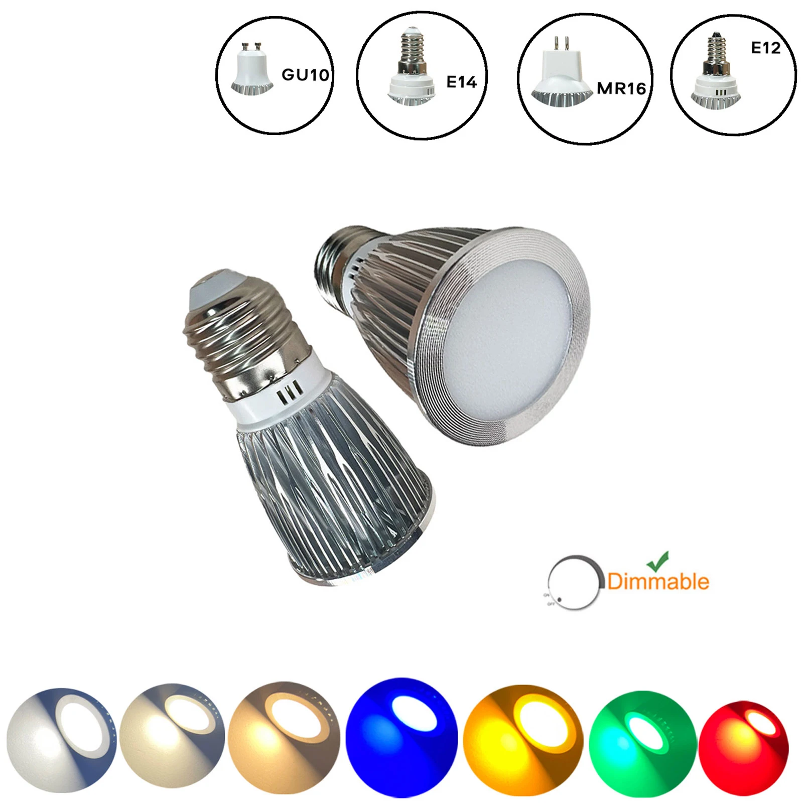 

6W 9W 12W Dimmable Spotlight Blubs E12 E14 E27 GU10 MR16 GU5.3 COB LED Light Bulb Warm/Cool/White Light for Home Lighting DC 12V