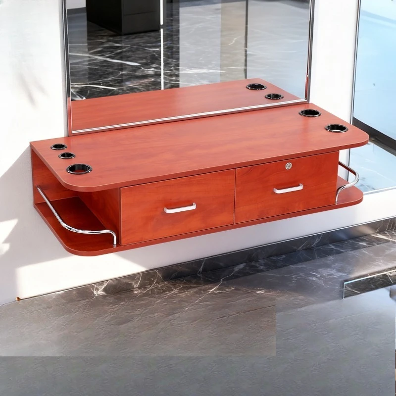 Hair Salon Styling Cabinet with Drawer Key Lock MDF Brown