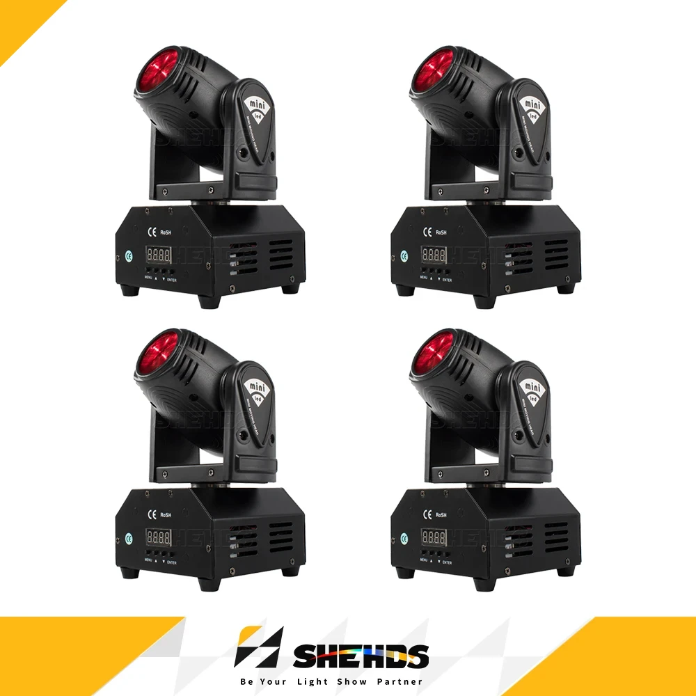 SHEHDS 4/6 Stück Mini 10W RGBW LED Spot Beam Moving Head Licht für Hochzeit Bar DJ Disco Party Hochzeitsshow Bühnenbeleuchtung