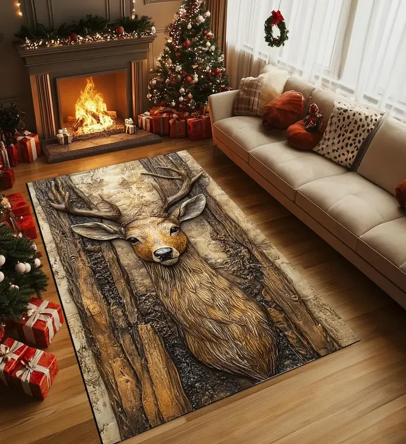Vintage Turkish Style Area Rug 2D Printed Oriental Design Traditional Carpet NonSlip Unique Area Carpet Ethnic Culture Carpet