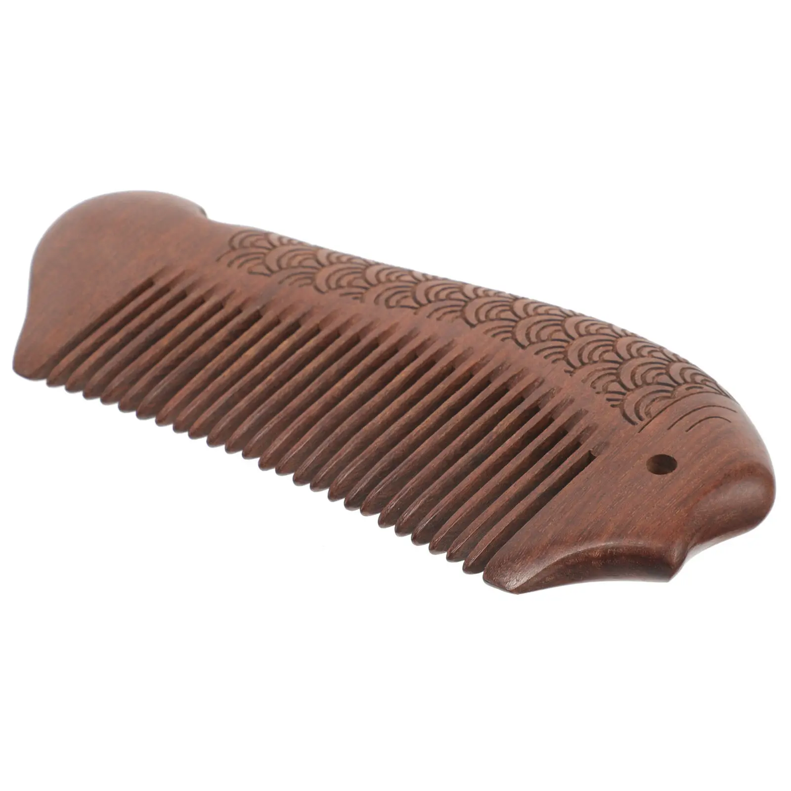 Wooden Comb Small Portable Fish Shape Massage Fine Tooth Hair Detangling Compact Decorative Comb for Men Women