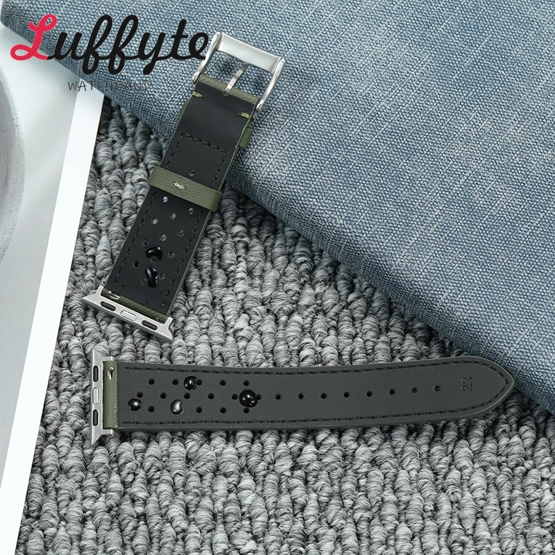 حزام ساعة قماش شراع ممتاز لساعة أبل 38/40/41/42/44/45/46/49 ملم لساعة Iwatch 1-10 SE Ultra 2 أزرق أخضر أسود