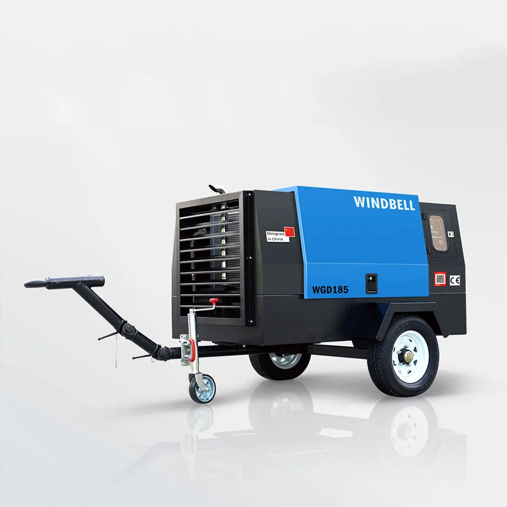 7 Bar 185 CFM Mobile Diesel Engine Driven Air Compressor For Sandblasting