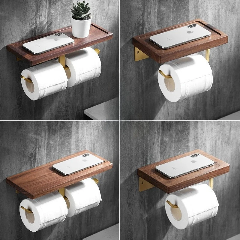 

Держатель для салфеток из черного ореха, Держатель для туалетной бумаги, Настенный держатель для рулонной бумаги, Стеллаж для хранения мобильного телефона