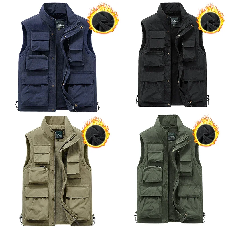 Automne hiver porter coupe-vent respirant hommes gilet en cuir nouveaux hommes loisirs de plein air pêche gilet sans manches hommes mode maille gilet