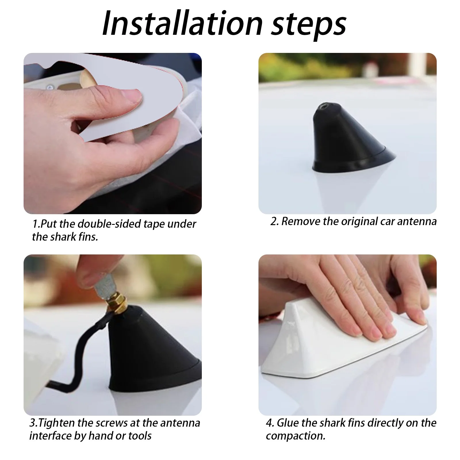 هوائي سقف زعانف القرش الأسود هوائي FM/AM راديو إشارة ديكور سيارة تقليم عالمي