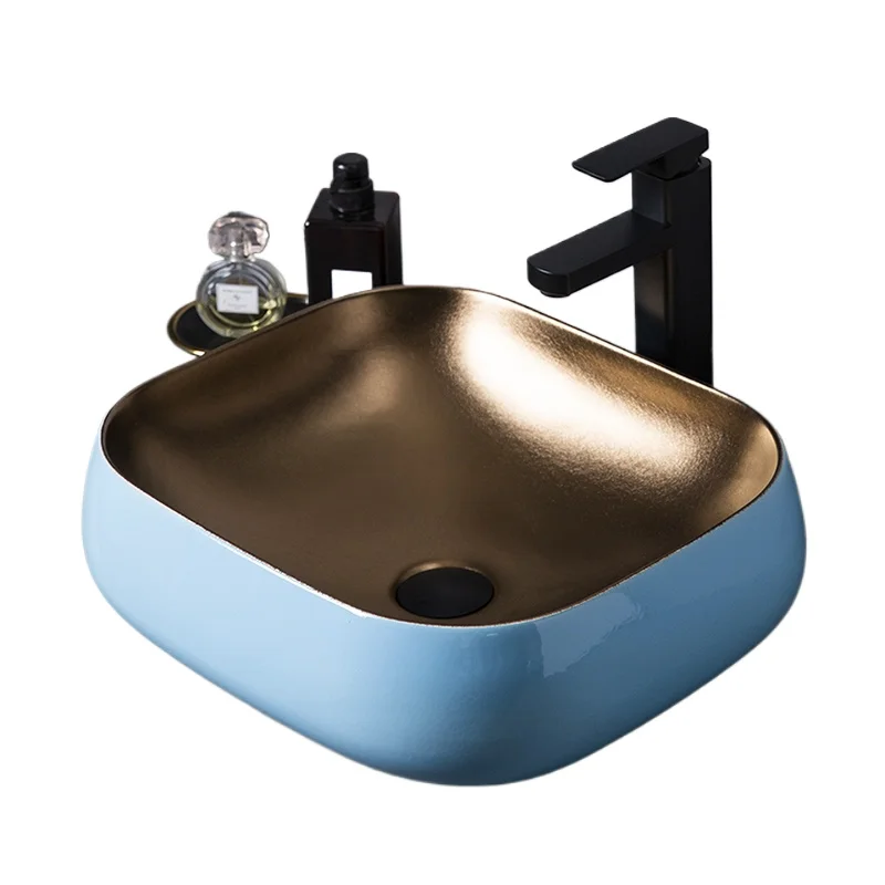 

Metal glaze table basin Nordic light luxury ceramic hand wash toilet wash basin Hotel restaurant Art basin