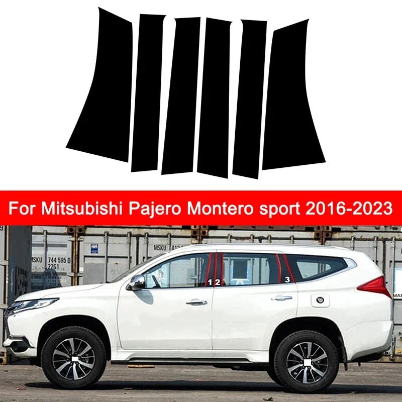

6PCS For Mitsubishi Pajero Sport 2016 2017 2018 2019 2020 20212022 2023 Gloss Black Pillar Post Door Trim Sticker Window Decora