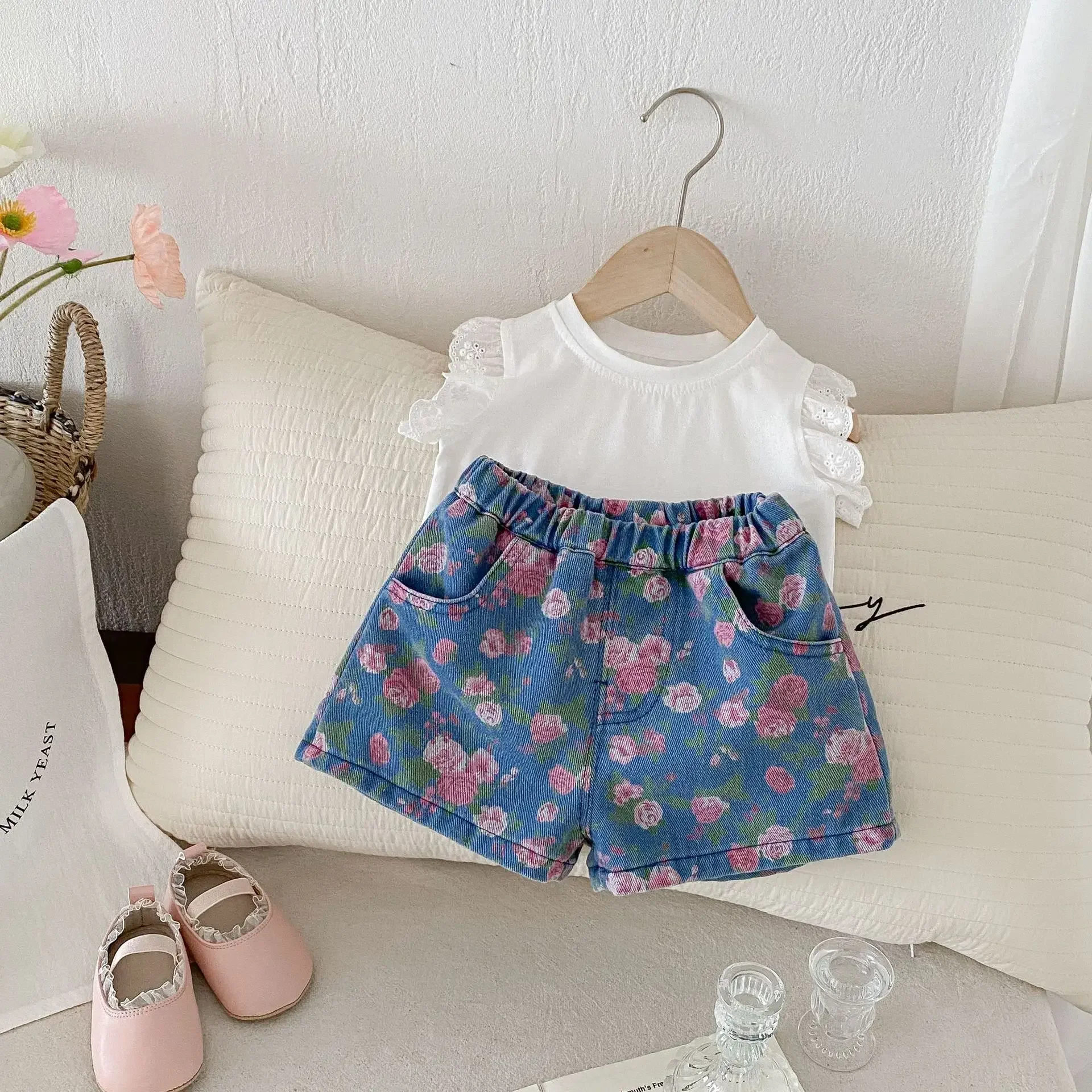 Baby Girls Shorts Toddler Floral Short Pant Kids Elastic Waist Trousers 2024 Summer Children's Clothing Korean Style