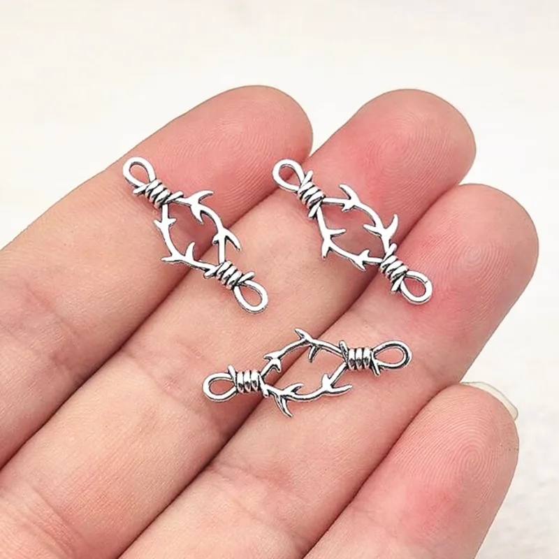 30pcs 26.5x11mm 3D Thorns Metal Connectors Charms Gothic Necklace Bracelet DIY Thorns Charms Jewelry Handicraft Making