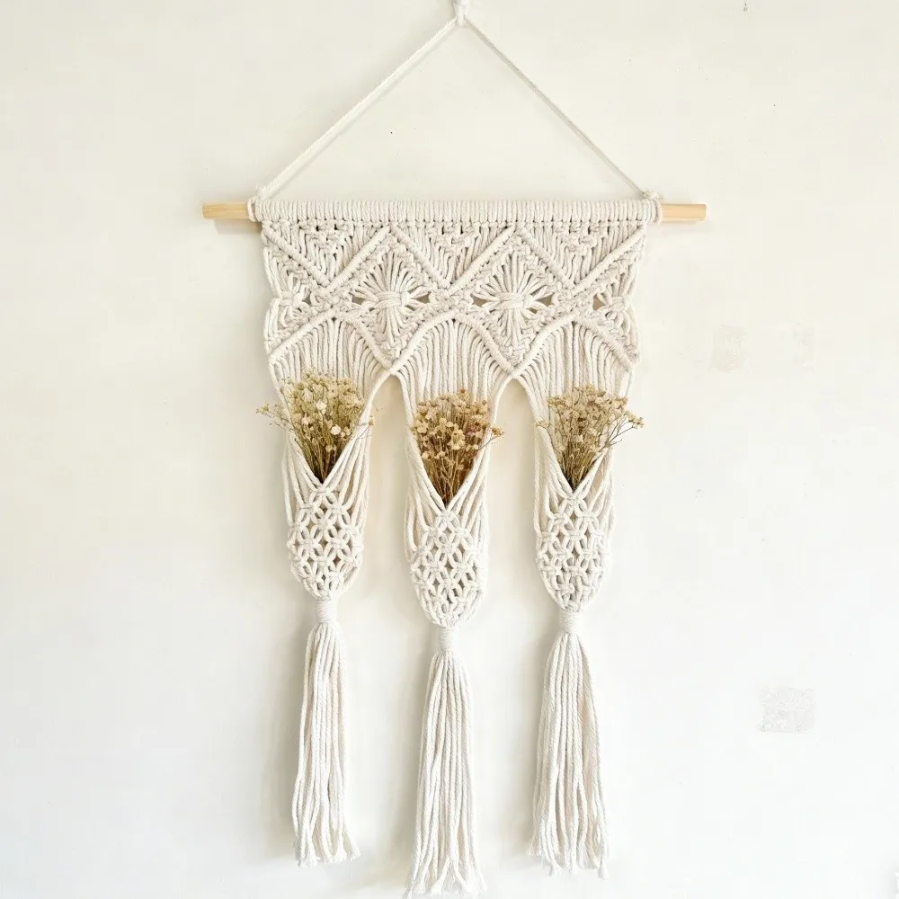 Living Room Bedroom Decor Nordic Style Handwoven Tapestry 40x60cm Boho Macrame Plant Holder Woven Basket