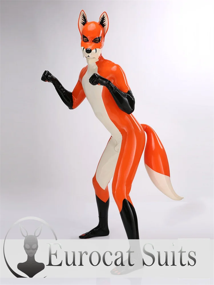 latex fetish hood puppy catsuit whole set  Eurocat suits  bodysuit  mask rubber catsuits  clubwearing maleFOX PETSUIT