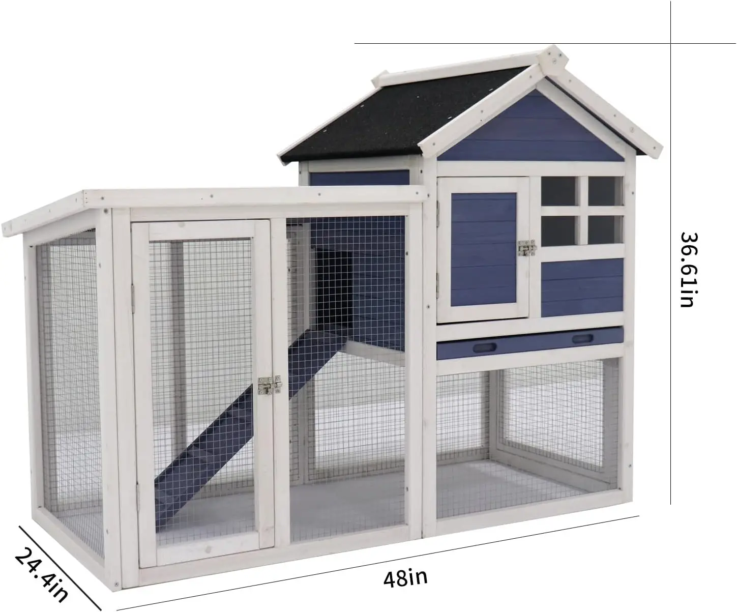 Chicken Coop Wooden Chicken House Deluxe Outdoor Mobile Poultry Pet Garden Backyard Cage w/ Nesting Box, Leakproof Pull-on Tray