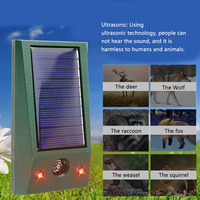 Ultrasonic Animal Repeller Solar Powered Rodent Repellent with Flashing LED Light Repel Rat Skunk Squirrel Deer Raccoon Fox