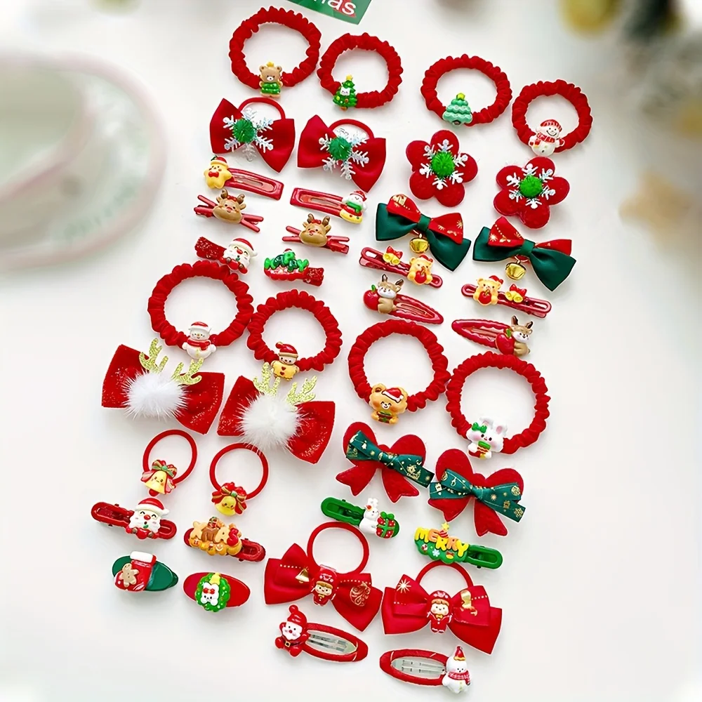 10 Pieces of Christmas Element Accessories, Hair Ties and Hairpins Set, Suitable for Girls, Christmas Gifts