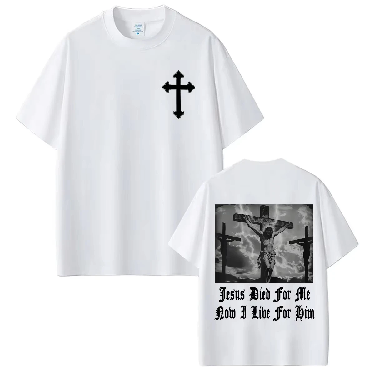 Summer Fashion Trendy T-shirt Christian Religious Jesus Died for Me T Shirt Now I Live for Him Bible Verse Y2K Men Women T-shirt
