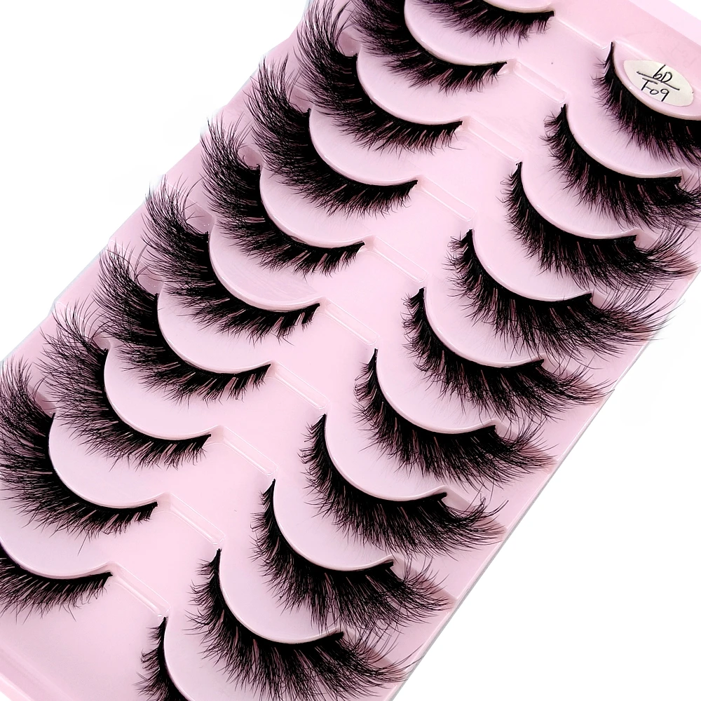 False Eyelashes Cat Eye Wispy end eye elongated Thick Mink Lashes Fluffy Natural Long Short Fake Lashes 10 Pairs Multipackack